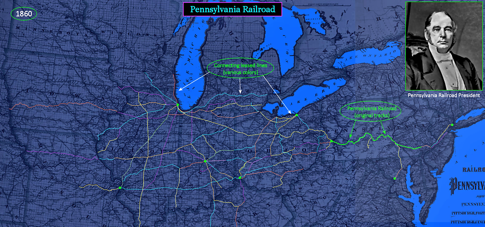 Pennsylvania Railroad, 1890, map